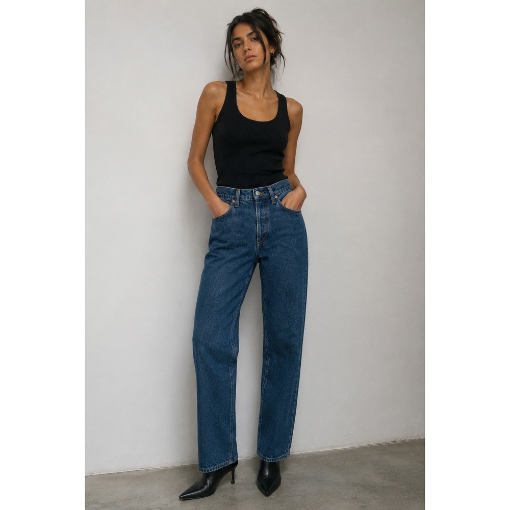 NEW AGOLDE Kelly Jean Women 27 Straight Blue Denim Dark Wash Classic Minimalist